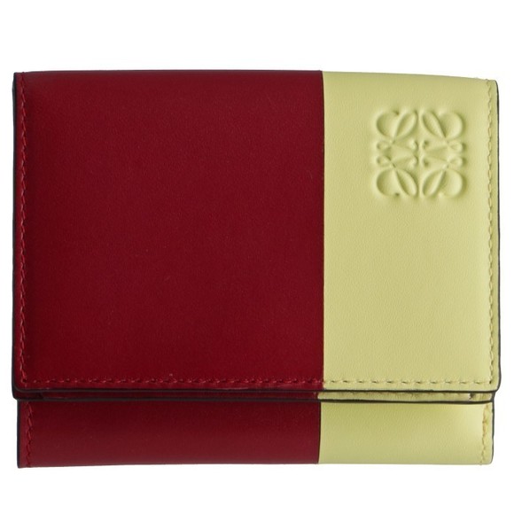 LOEWE Color Block Trifold Wallet Raspberry Yellow - Picture 2 of 7